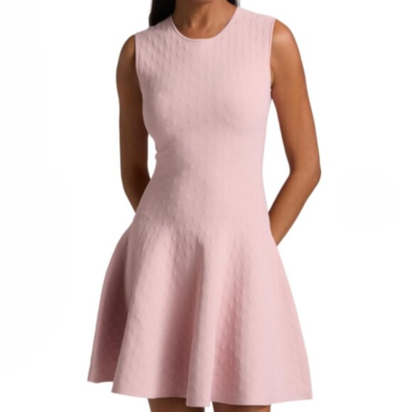 Akris Punto Intarsia Dot Sleeveless Mini Dress in Light Pink - Size 10 (NWT) - Picture 1 of 9